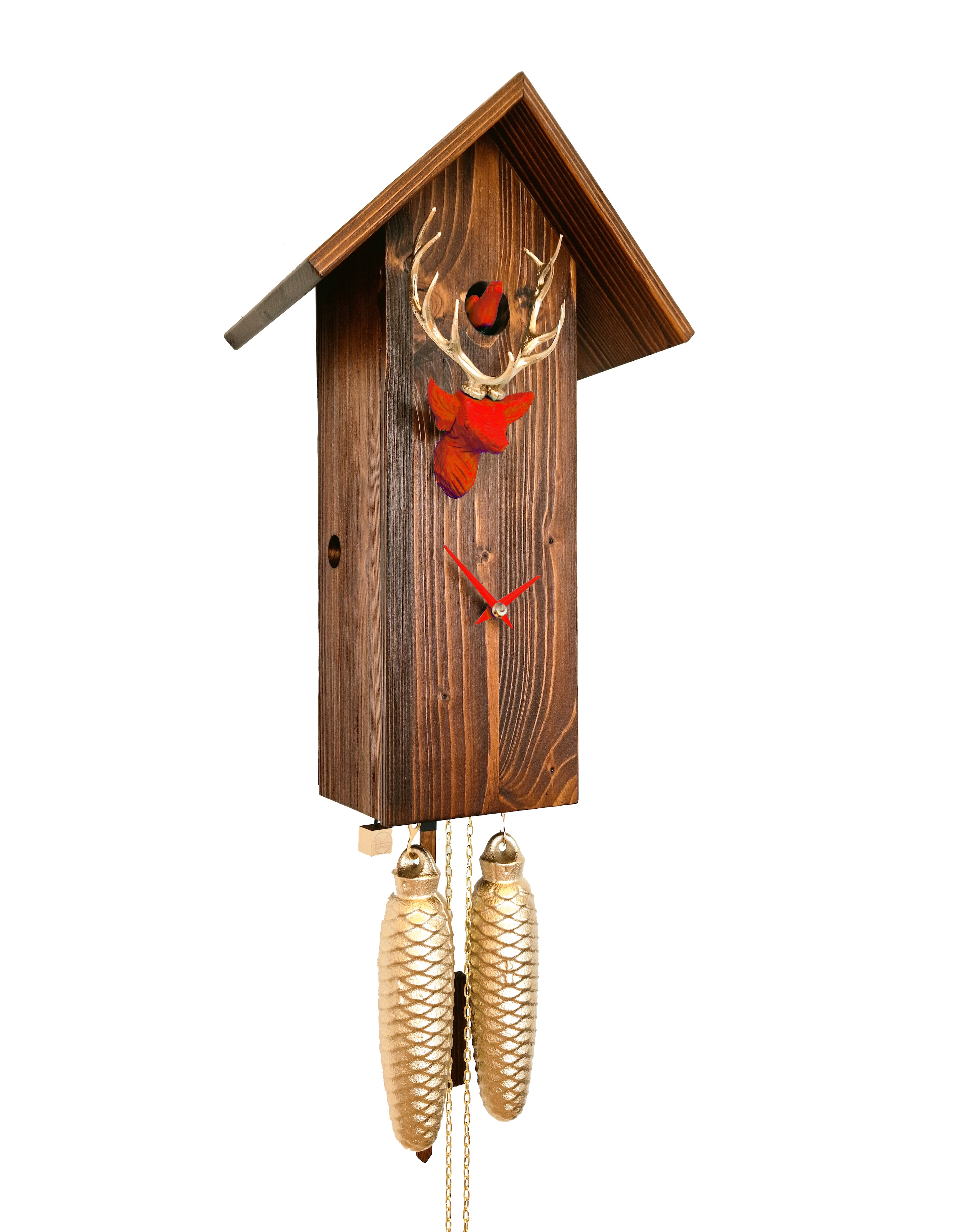 CLASSIC - Design Kuckucksuhr (braun/rot/gold) Rombach & Haas