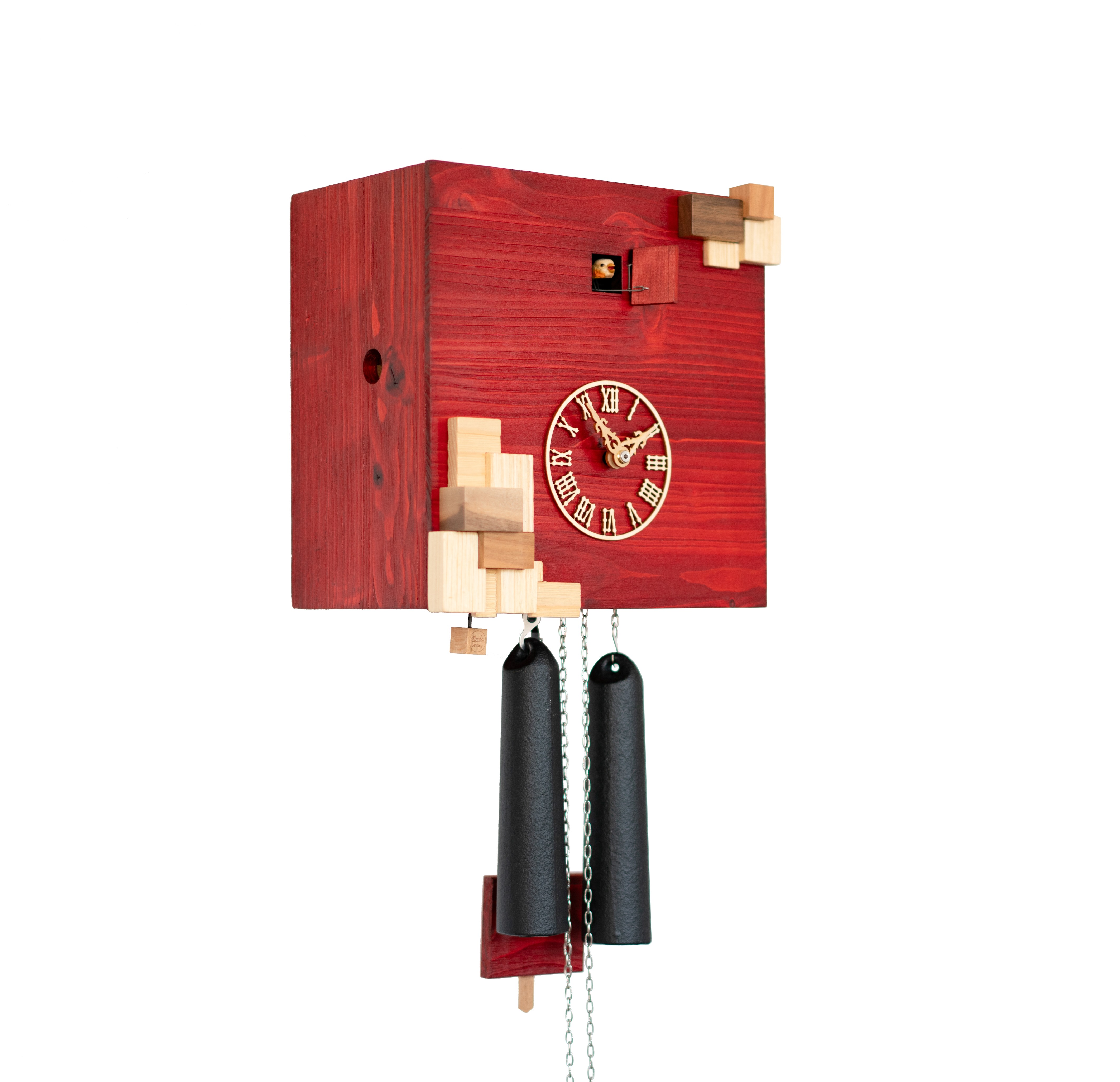 KUBUS - Design Kuckucksuhr (rot/natur) Rombach & Haas
