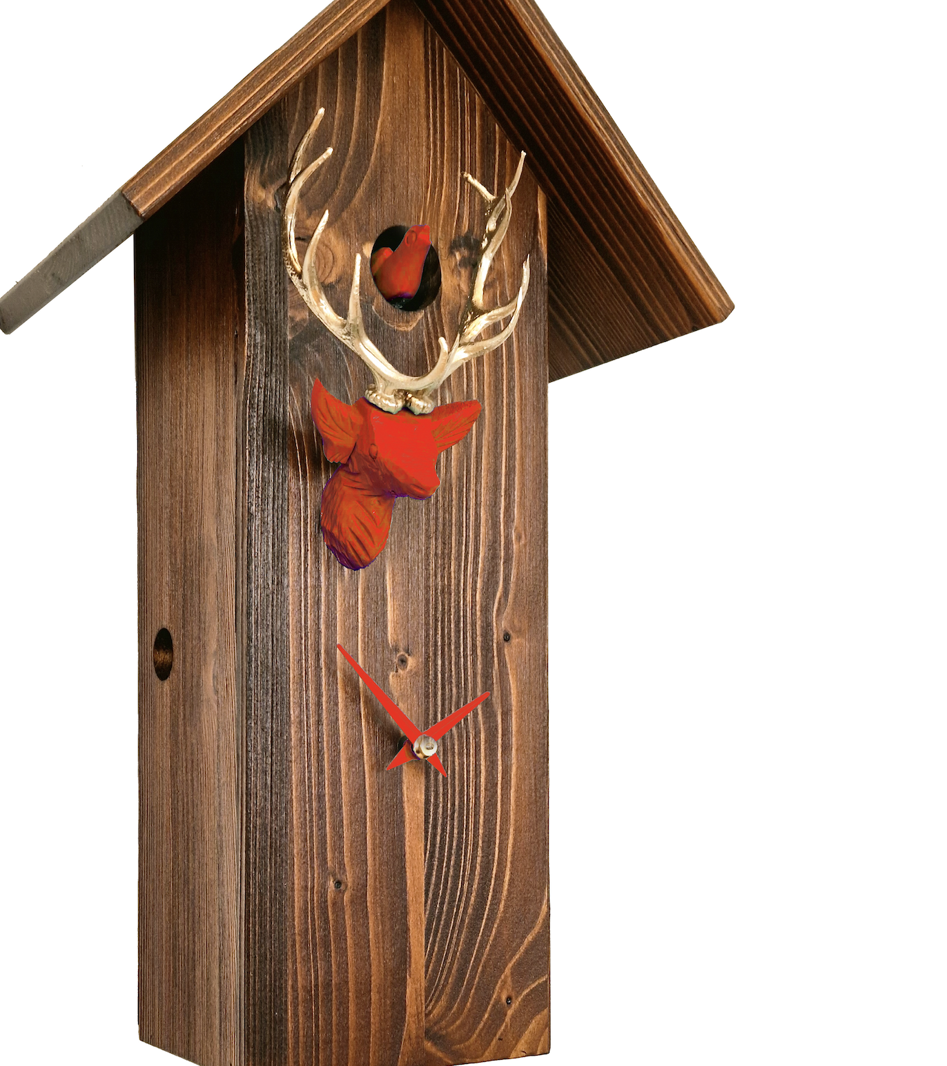 CLASSIC - Design Kuckucksuhr (braun/rot/gold) Rombach & Haas