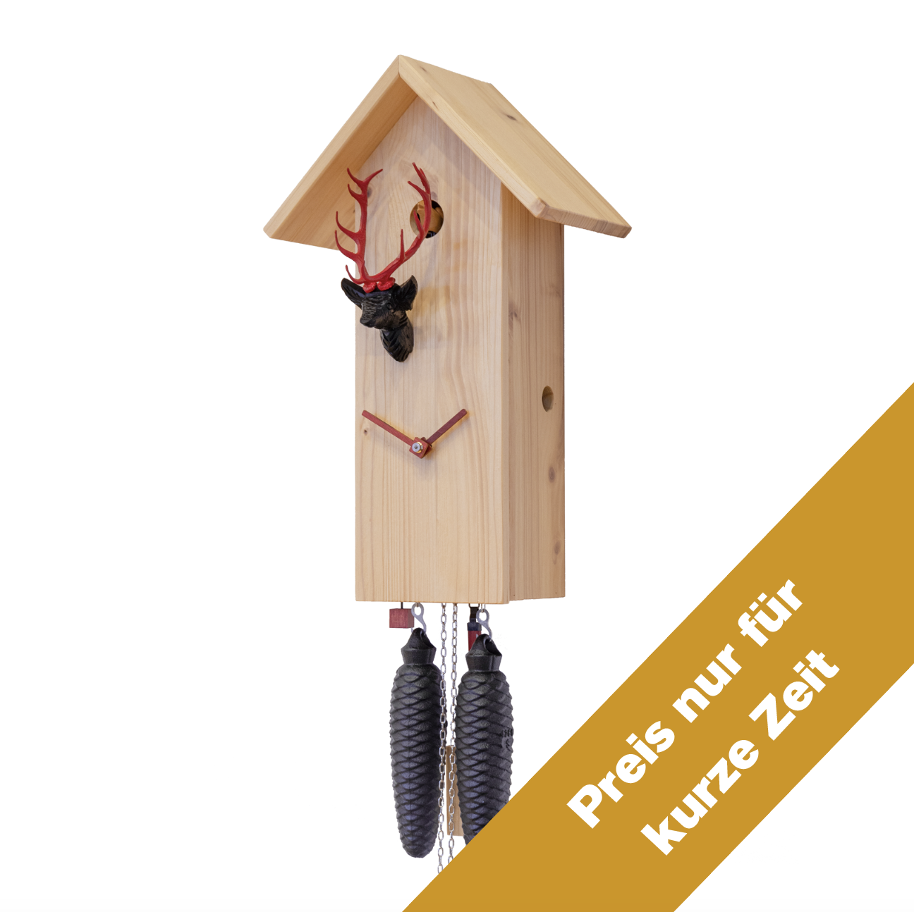 CLASSIC - Design Kuckucksuhr (rot/schwarz/natur) Rombach & Haas