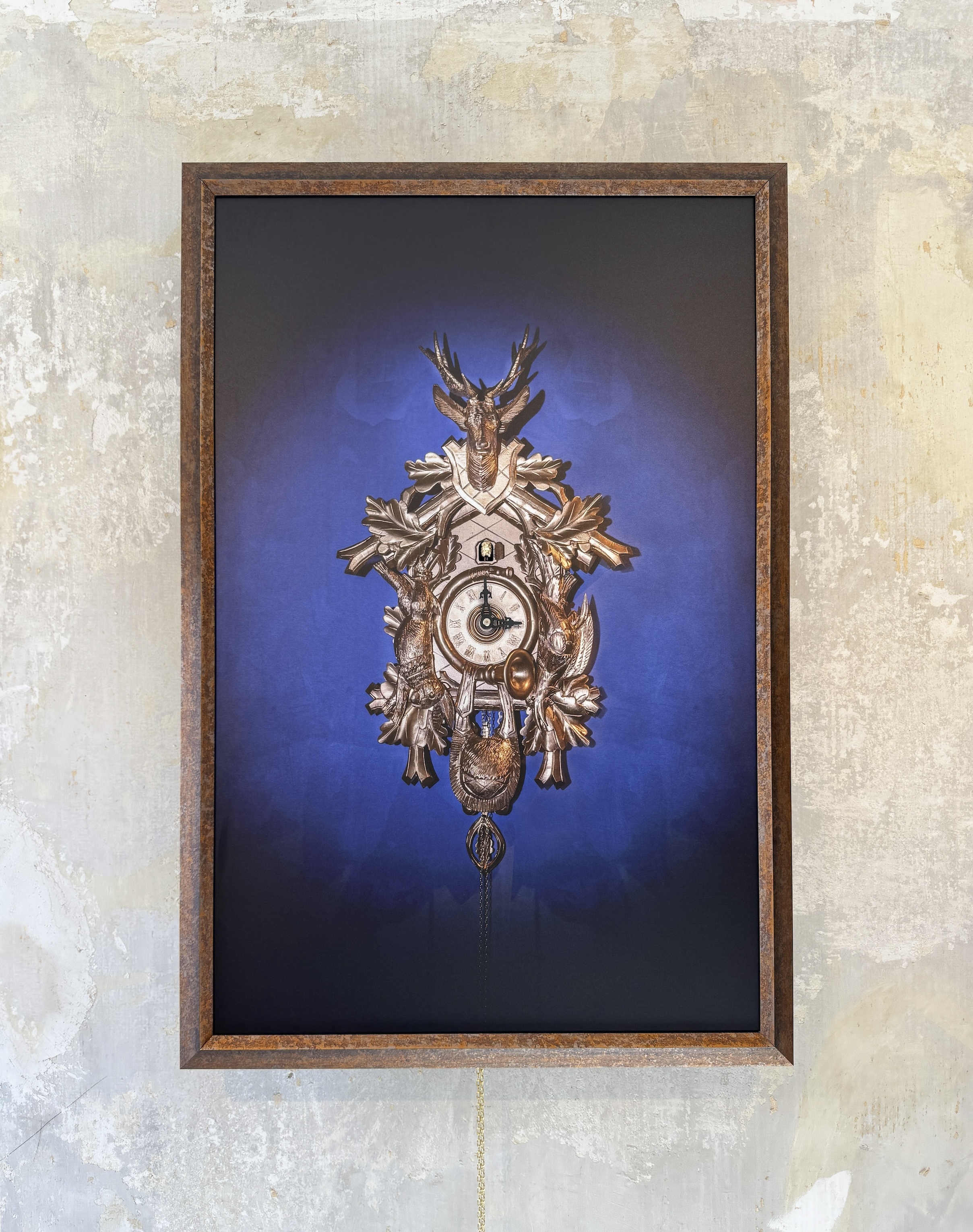 HIGHLIGHT with frame - Design cuckoo clock (mural-clock gold/blue) Rombach & Haas