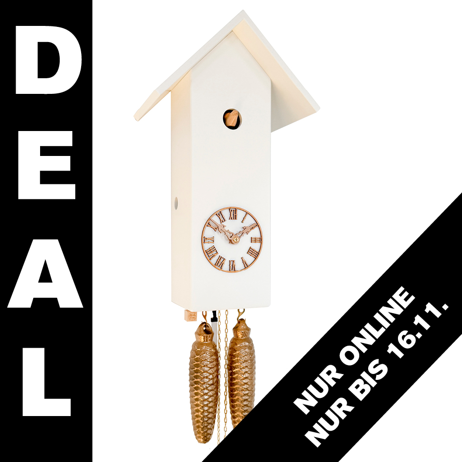 CLASSIC - Design Kuckucksuhr (weiß/Holz natur) Rombach & Haas 